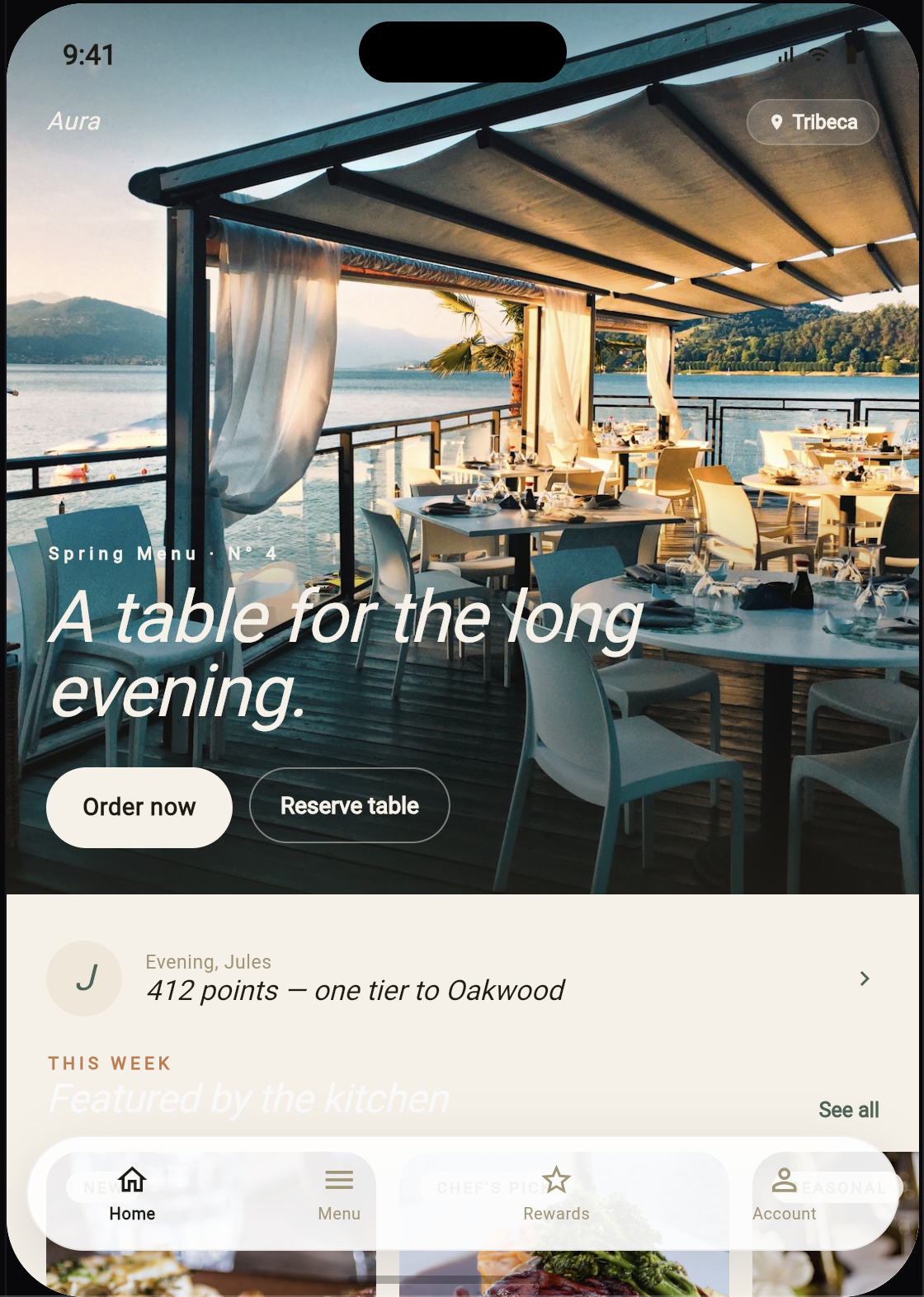 Aura mobile home — A table for the long evening.